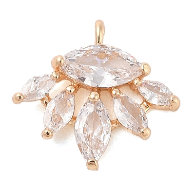 Brass Inlay Clear Glass Pendants KK-S388-22G-1