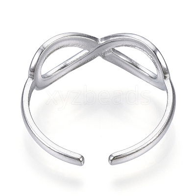 Non-Tarnish 304 Stainless Steel Infinity Open Cuff Ring RJEW-N040-43-1