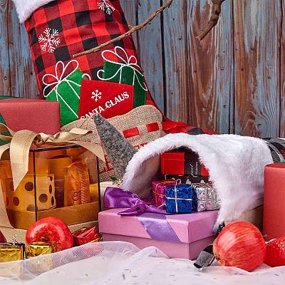 2Pcs 2 Style Christmas Socks Gift Bags HJEW-SZ0001-08-1