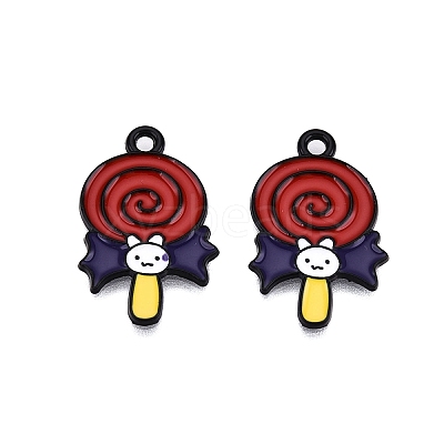 Halloween Theme Spray Painted Alloy Enamel Pendants ENAM-T020-09K-1