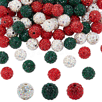 120Pcs 3 Colors Pave Disco Ball Beads RB-PH0001-42-1