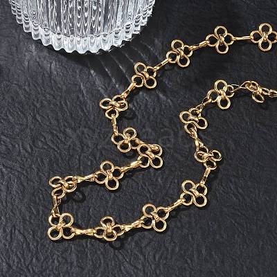 304 Stainless Steel Flower Link Chain Necklaces SA-CBA2696-03G-1