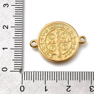 304 Stainless Steel Saint Benedict Medal Cross Connector Charms STAS-C119-12G-1