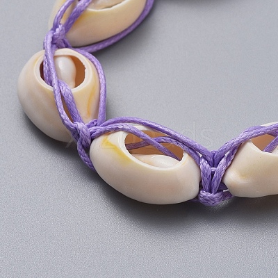 Natural Cowrie Shell Braided Beads Bracelets BJEW-JB05057-1