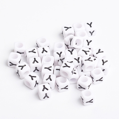 Acrylic Horizontal Hole Letter Beads PL37C9308-Y-1