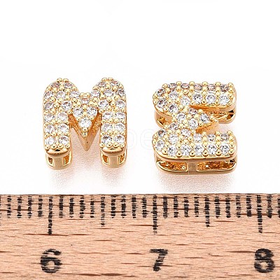 Brass Micro Pave Clear Cubic Zirconia Beads KK-T071-17G-M-1