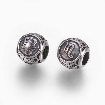316 Surgical Stainless Steel European Beads STAS-F195-128P-09-1