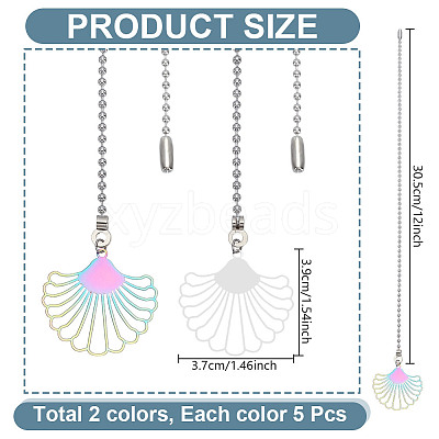 10Pcs 2 Colors Fan 304 Stainless Steel Charms Ceiling Fan Pull Chain Extenders PALLOY-HY00056-1