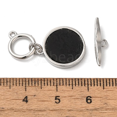 Brass Toggle Clasps with Paua Shell KK-N254-72P-1