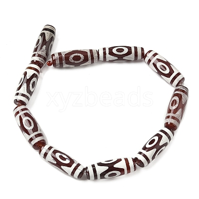 Rice Shape Tibetan Style dZi Beads Strands G-A269-A19-01-1