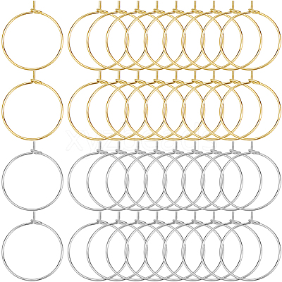 200Pcs 2 Colors Brass Wine Glass Charm Rings KK-SP0001-32A-1