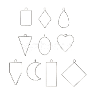 10Pcs Alloy Open Back Bezel Pendants PALLOY-YWC0002-02P-1