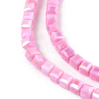 Electroplate Opaque Glass Beads Strands EGLA-U004-02A-1