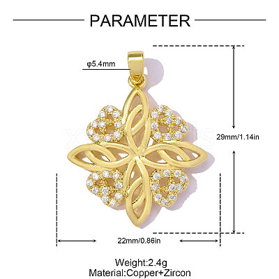 Brass Micro Pave Clear Cubic Zirconia Pendants CU-OY001-64G-1