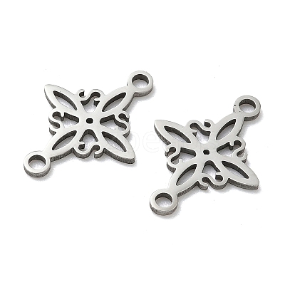 304 Stainless Steel Rhombus Flower Connector Charms X-STAS-G361-04P-1