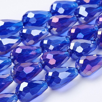 Electroplate Glass Beads Strands EGLA-D015-15x10mm-13-1