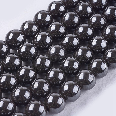 Magnetic Synthetic Hematite Beads Strands X-G-Q893-10mm-1