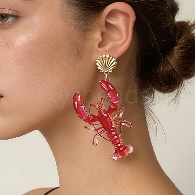 Acrylic & Alloy Stud Dangle Earrings for Women WG8B1A0-01-1