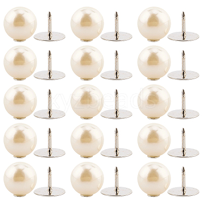 20Pcs ABS Plastic Pearl No Sewing Buttons BUTT-CY0001-22B-1