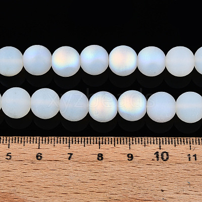 Frosted Imitation Jade Glass Beads Strands GLAA-T032-J10mm-MBB02-1