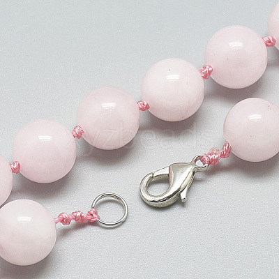 Natural Rose Quartz Beaded Necklaces NJEW-S405-14-1