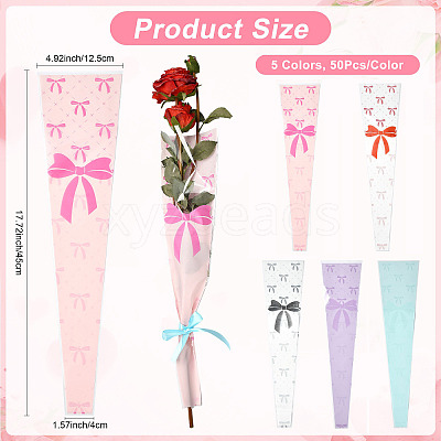 Bowknot Print Transparent PE Cone Flower Sleeves ABAG-FZC0002-001I-1