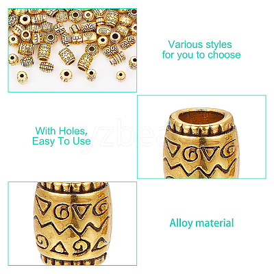 100Pcs 10 Styles Tibetan Style Alloy Beads FIND-HY0003-50-1