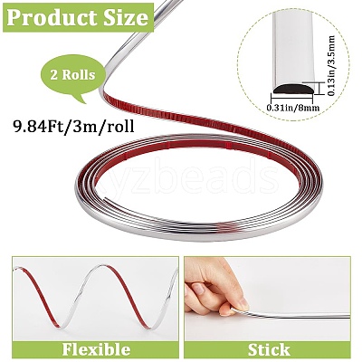 2 Rolls PVC Self-Adhesive Flexible Molding Trim FIND-CP0002-59C-1