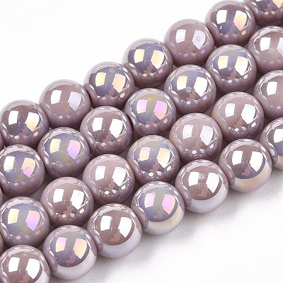 Electroplate Opaque Glass Beads Strands X-GLAA-T032-P6mm-AB07-1