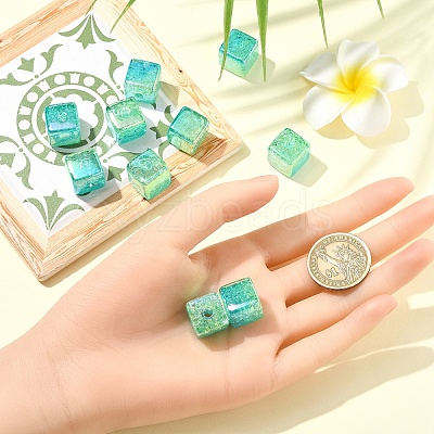 10Pcs Gradient Color & UV Plating Transparent Acrylic Beads OACR-YW0002-25D-1