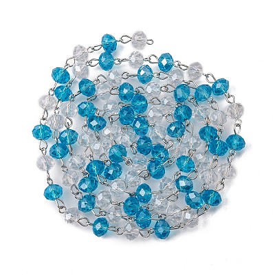 Glass Rondelle Beads Chains for Necklaces Bracelets Making AJEW-OC0001-73-1