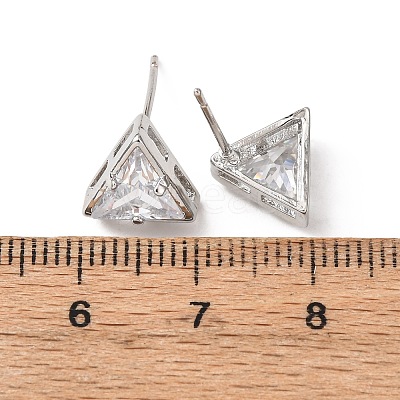 Brass Micro Pave Clear Cubic Zirconia Stud Earrings EJEW-C174-02F-P-1