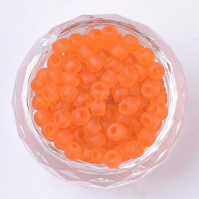 6/0 Frosted Round Glass Seed Beads X-SEED-A008-4mm-M9-1