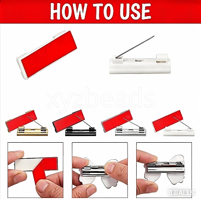 Plastic Adhesive Back Bar Pins with Platinum Iron Pins KY-D025-01A-01-1