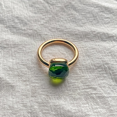 Square 304 Stainless Steel with Glass Finger Rings FS-WG8AAFA-17-1