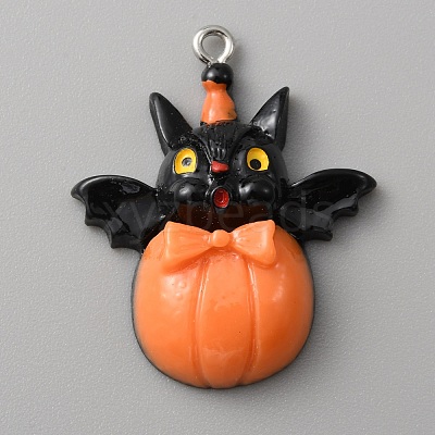 Opaque Resin Pendants RESI-WH0001-04G-1