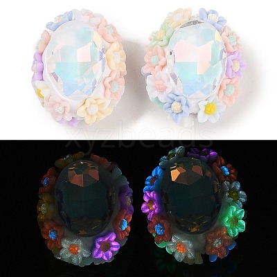 Handmade Luminous Polymer Clay Rhinestone Beads CLAY-H003-05-1