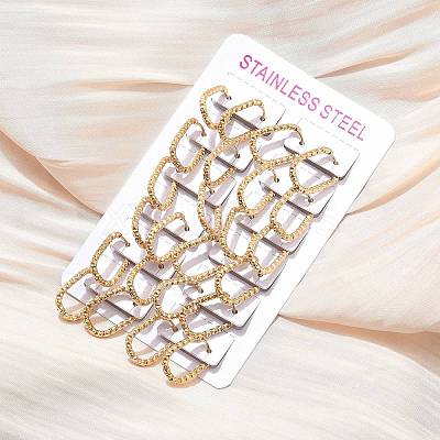 301 Stainless Steel Hoop Earrrings for Women EJEW-U066-04G-1