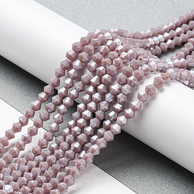 Opaque Solid Color Electroplate Glass Beads Strands GLAA-F029-P4mm-C13-1