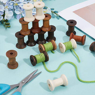30Pcs 3 Colors Wooden Empty Spools for Wire TOOL-ME0001-03-1