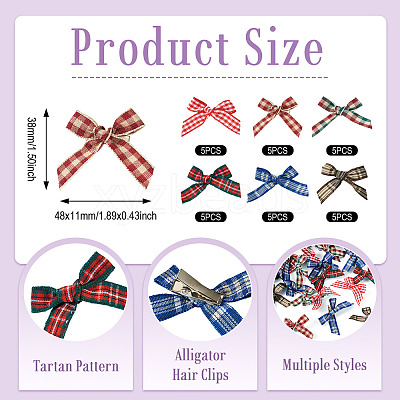 30Pcs 6 Colors Cloth Alligator Hair Clips PHAR-TA0001-18-1