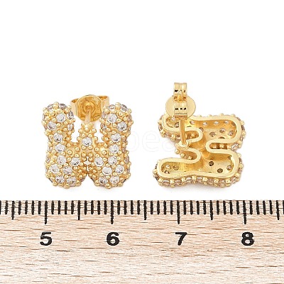 Brass Micro Pave Cubic Zirconia Stud Earrings EJEW-Z091-04G-W-1