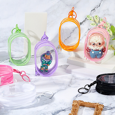 7Pcs 7 Colors Oval Transparent PVC Packaging Bags DIY-FH0007-66-1