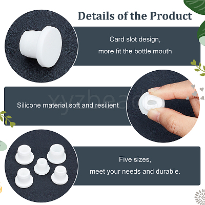50Pcs 5 Styles Silicone Bottle Seal Plug AJEW-GF0006-76-1
