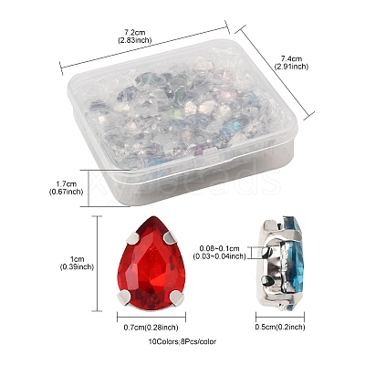 80Pcs 10 Colors Sew on Rhinestone RGLA-FS0001-17-1