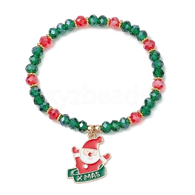 5Pcs Christmas Theme Glass Beaded Stretch Bracelets BJEW-JB11184-1