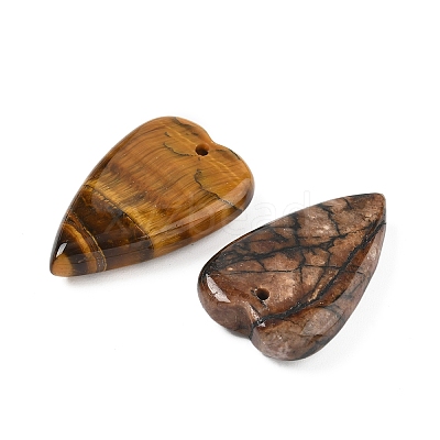 Natural & Synthetic Mixed Stone Heart Pendants G-M454-04-1