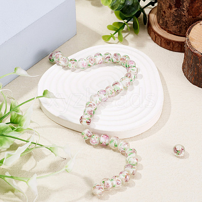 1 Strand Handmade Lampwork Inner Flower Rondelle Beads Strands LAMP-TA0002-72K-1