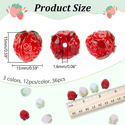 36Pcs 3 Colors Handmade Lampwork Beads LAMP-NB0002-04-1