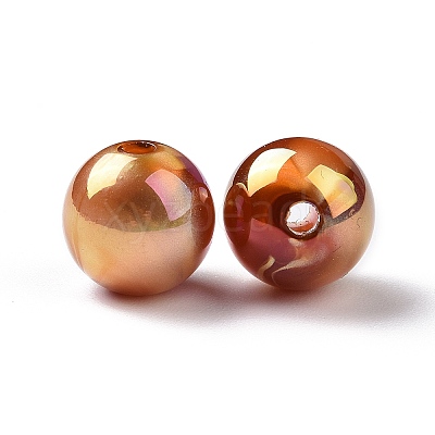 UV Plating Rainbow Iridescent Acrylic Beads PACR-H003-12-1
